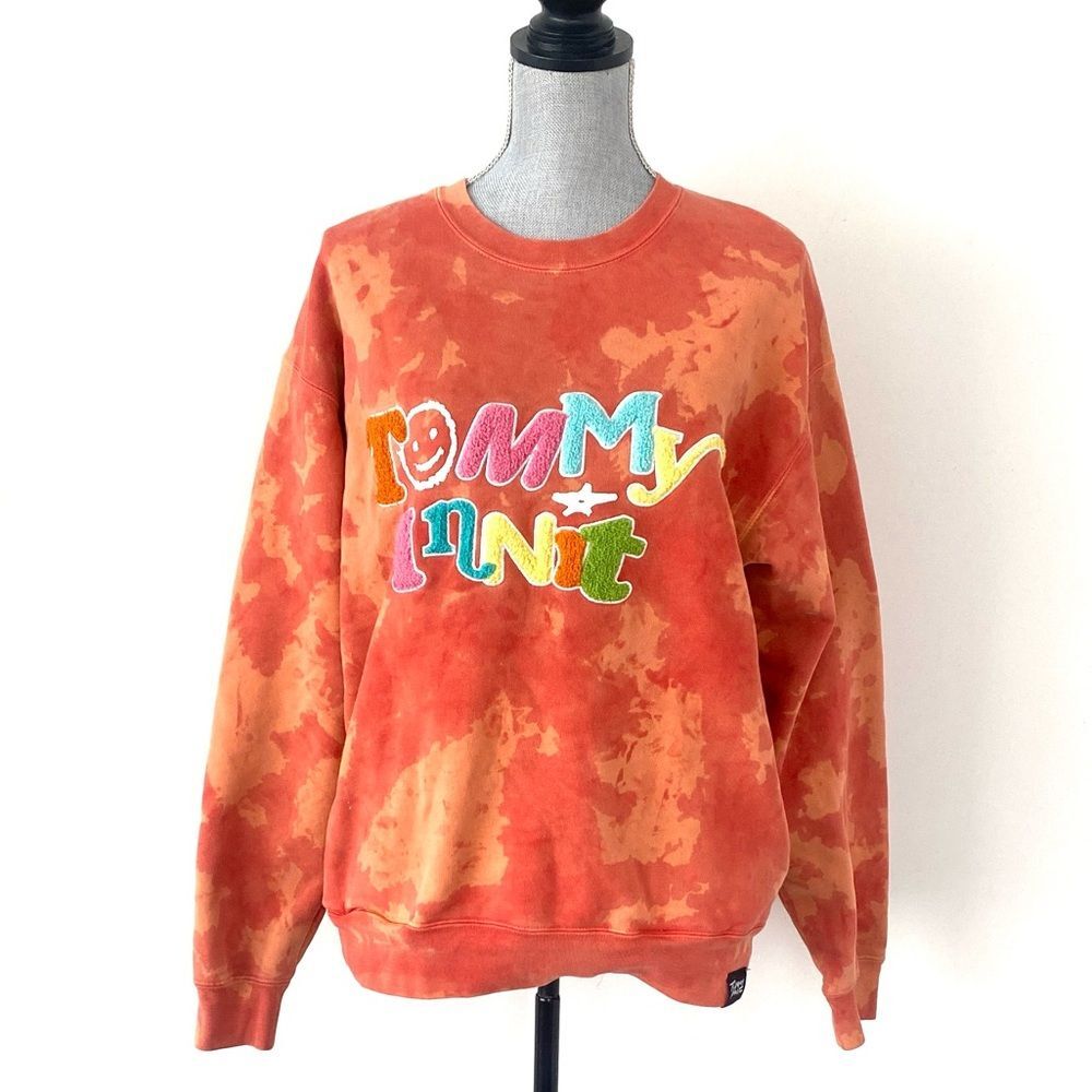 TommyInnit 21 Pogchamp Crewneck Sweatshirt Orange Chenille Patch Mens S YouTuber